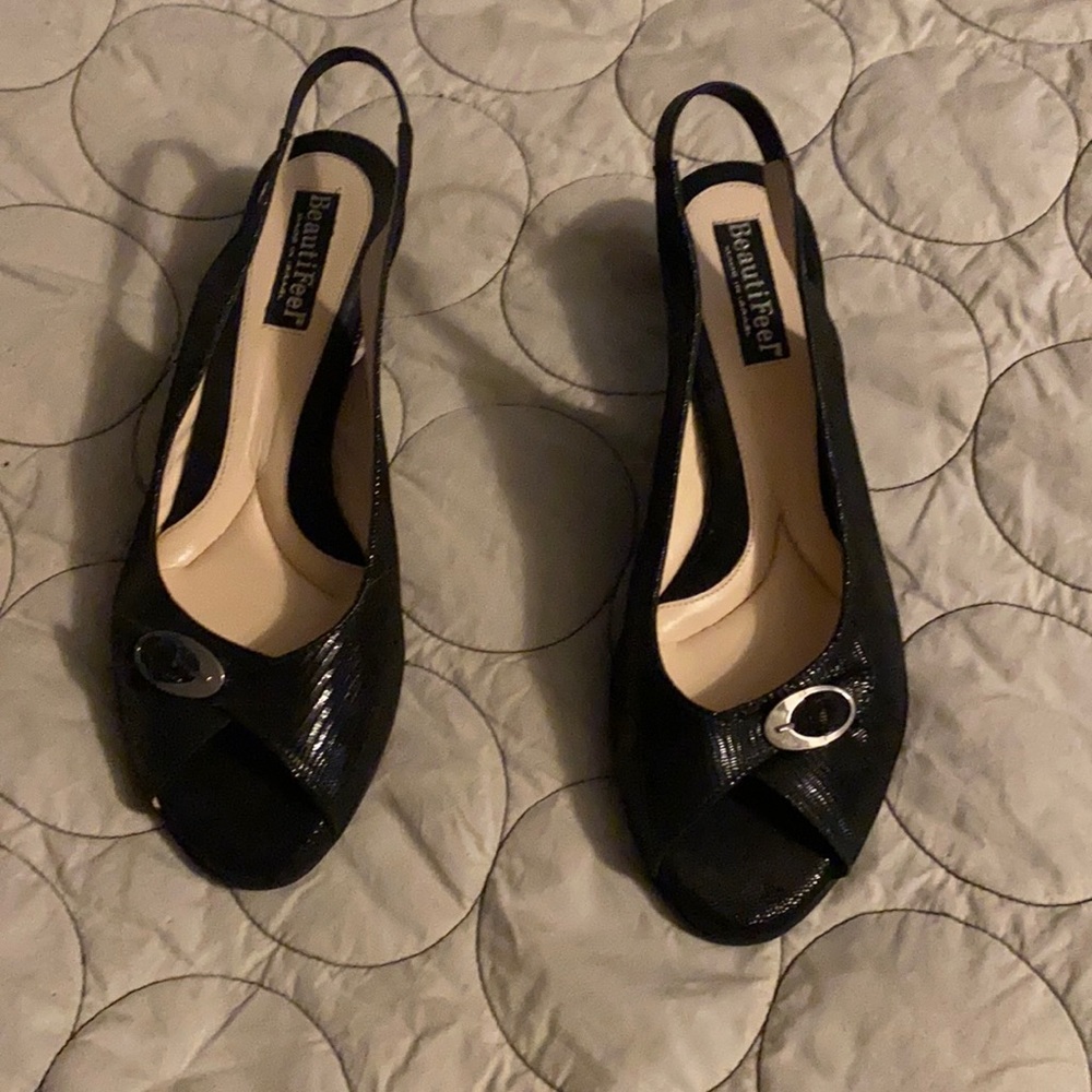 Black peep toe sling backs beautified 40